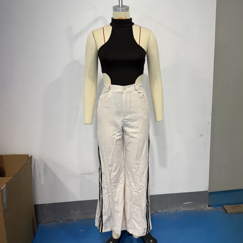 Lapel Sleeveless Top & Wide Pants Set - Image 5