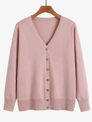 Autumn Solid Color Knit Cardigan for Women