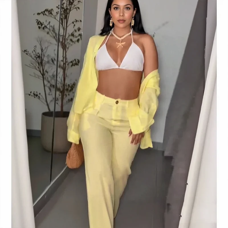 Shirt & Wide Leg Pants Set - Image 2