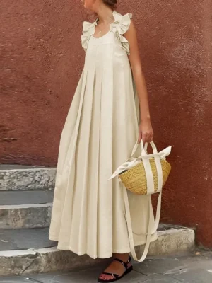 Elegant Ruffle Trim Maxi Dress