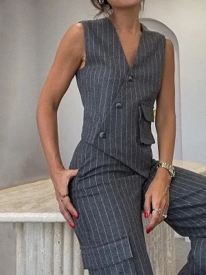 Elegant V-Neck Office Set
