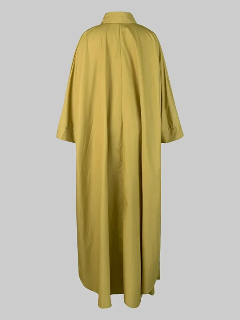 Pleated Lapel Shirt Dress - Image 6