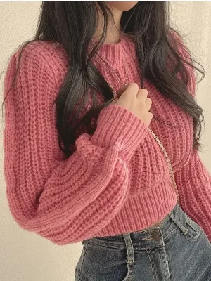 Korean Style Short Knit Sweater Women’s Pullover