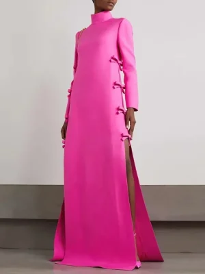 Elegant Bowknot Long Sleeve Dress
