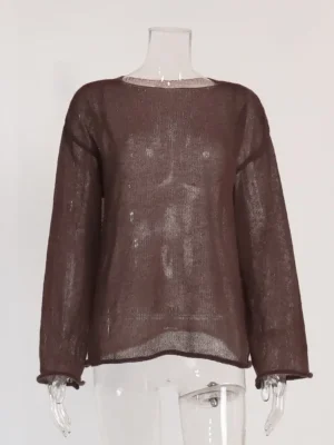 Flare Sleeve Knit Top Women’s Thin Pullover