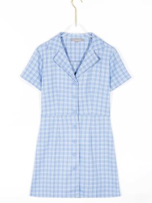 Spring Retro Plaid Dress with Corset Back
