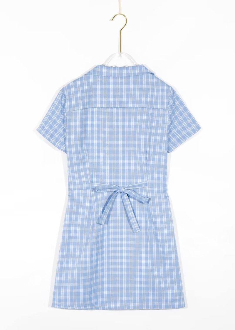 Spring Retro Plaid Dress with Corset Back - Image 2