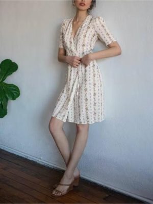 Positioned Floral Print Lace-Up Summer Dress