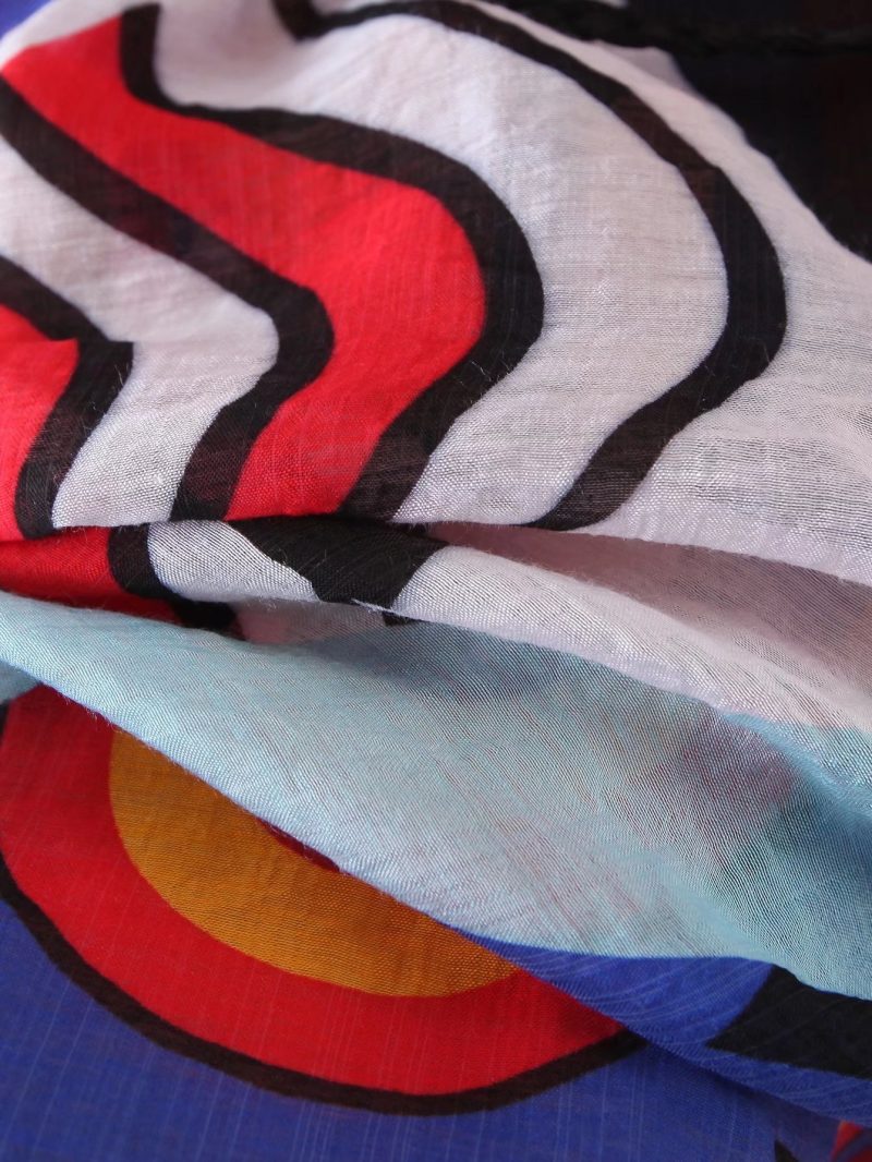 Summer Lapel Waist Tie Vintage Print Dress - Image 3