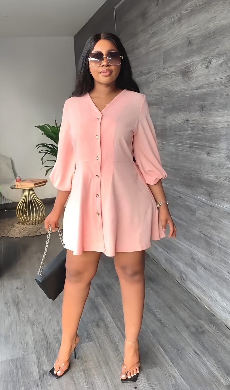 Casual Mid-Length Solid Shirt Dress Women - Image 2