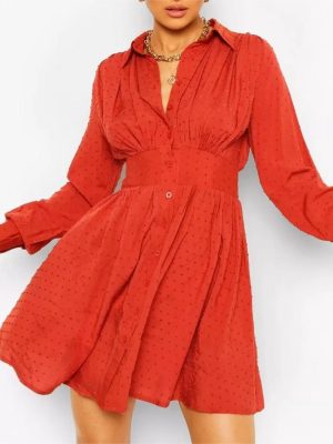 Women’s Long Sleeve Slimming Summer Shirt Dress