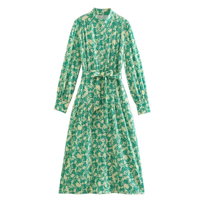 Autumn Versatile Printed Long Sleeve Shirt Dress