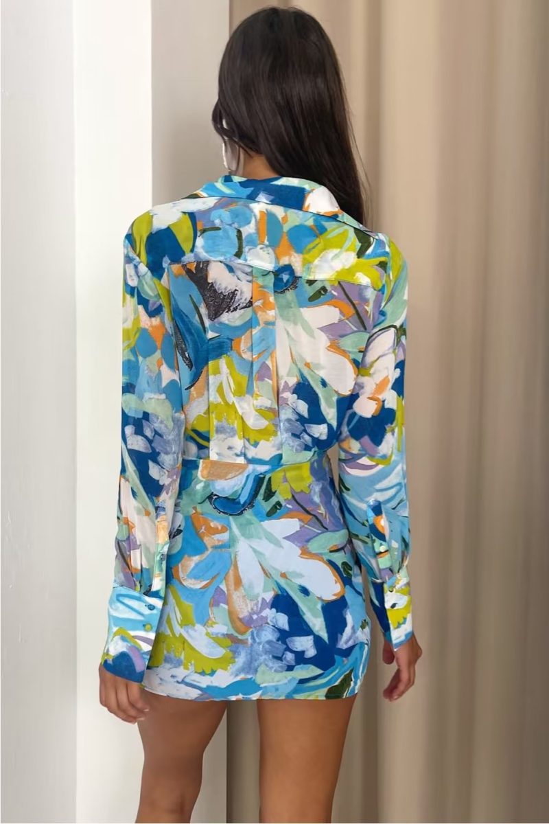 Stomach Cover Printed Long Sleeve Dress Women - Image 2