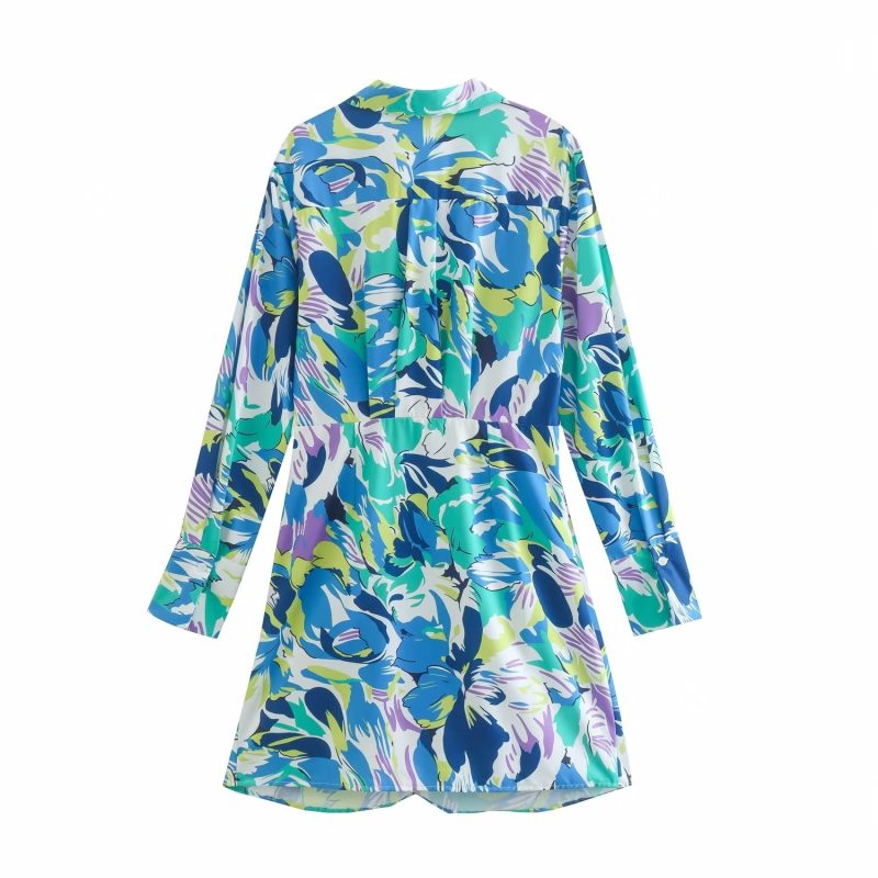 Stomach Cover Printed Long Sleeve Dress Women - Image 4