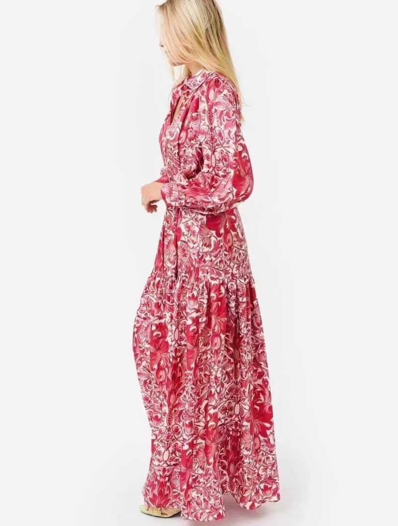 Elegant Printed Collared A-Line Maxi Dress - Image 2