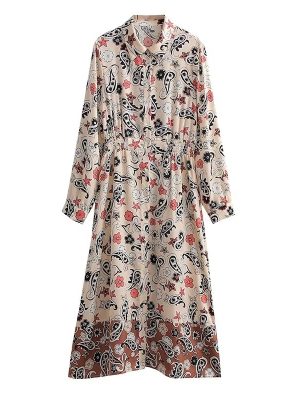 Women’s Autumn Floral Mid Length Shirt Dress
