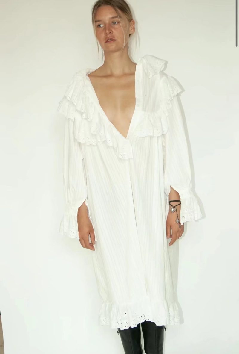 Blogger Style Solid Lace Long Beach Dress - Image 3