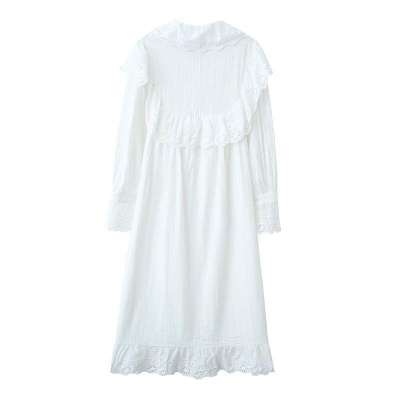 Blogger Style Solid Lace Long Beach Dress - Image 4