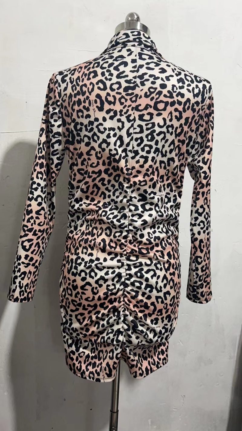 Women's Sexy Printed Pleated Waist Mini Dress - Image 4