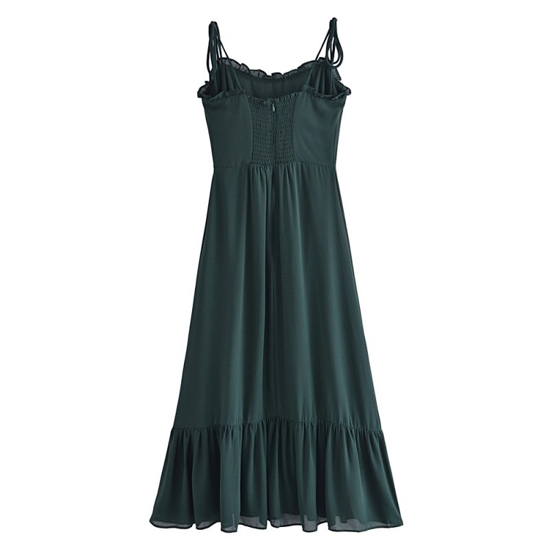 Ruffle Sleeveless Lace-Up Back Midi Dress - Image 3