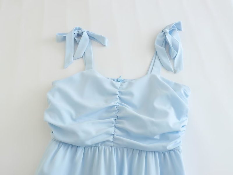 Sleeveless French Lace Up Laminated Dress - Image 3