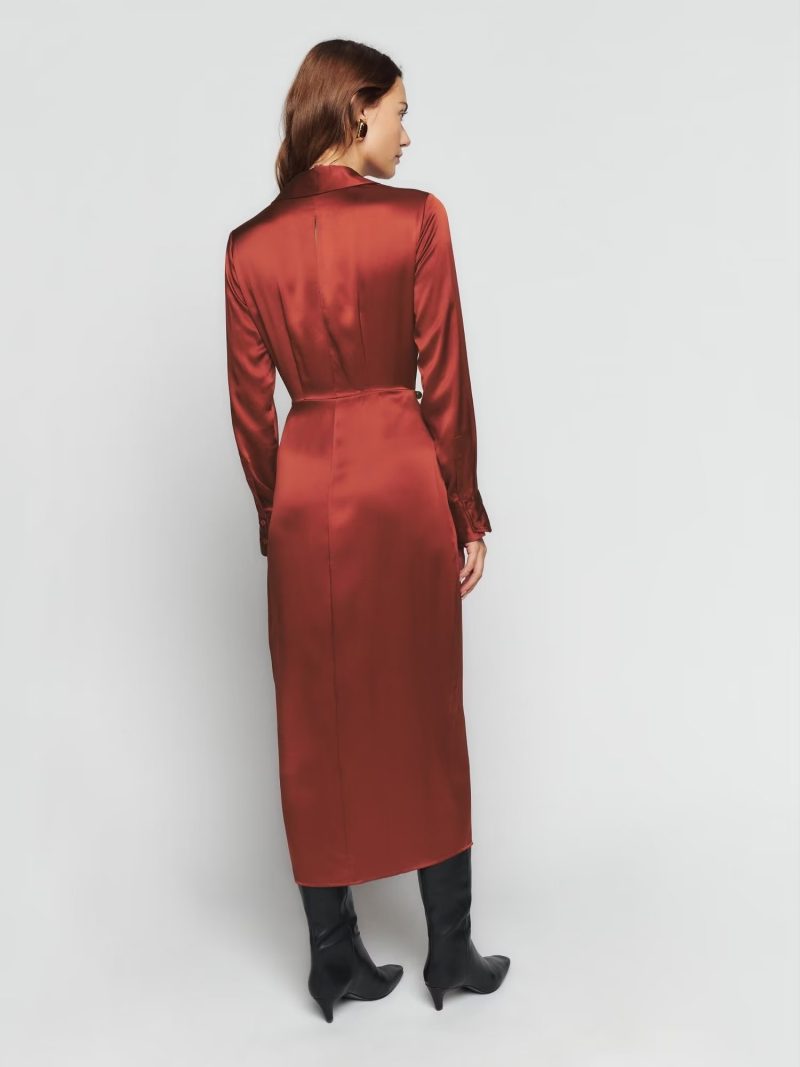 Winter Long Sleeve Silk Texture Dress Women - Image 2