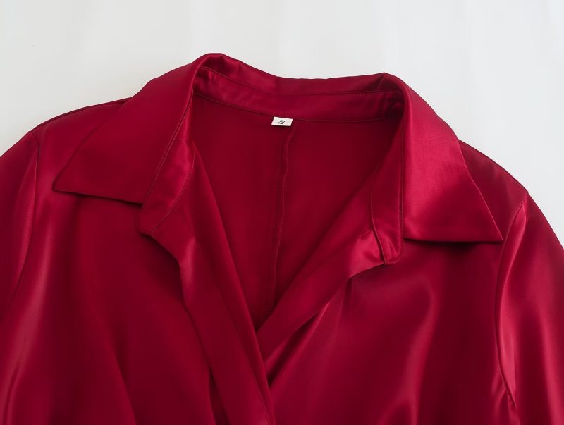 Winter Long Sleeve Silk Texture Dress Women - Image 4