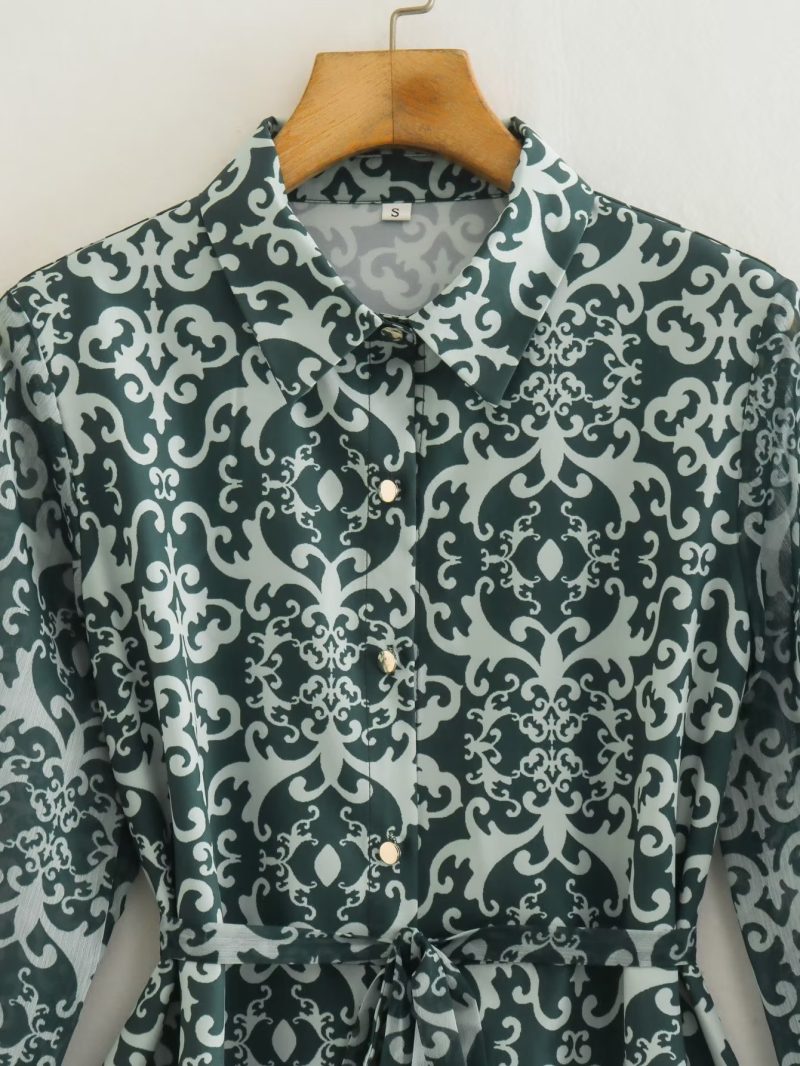 Printed Long Sleeve Shirt Mini Dress Winter - Image 3