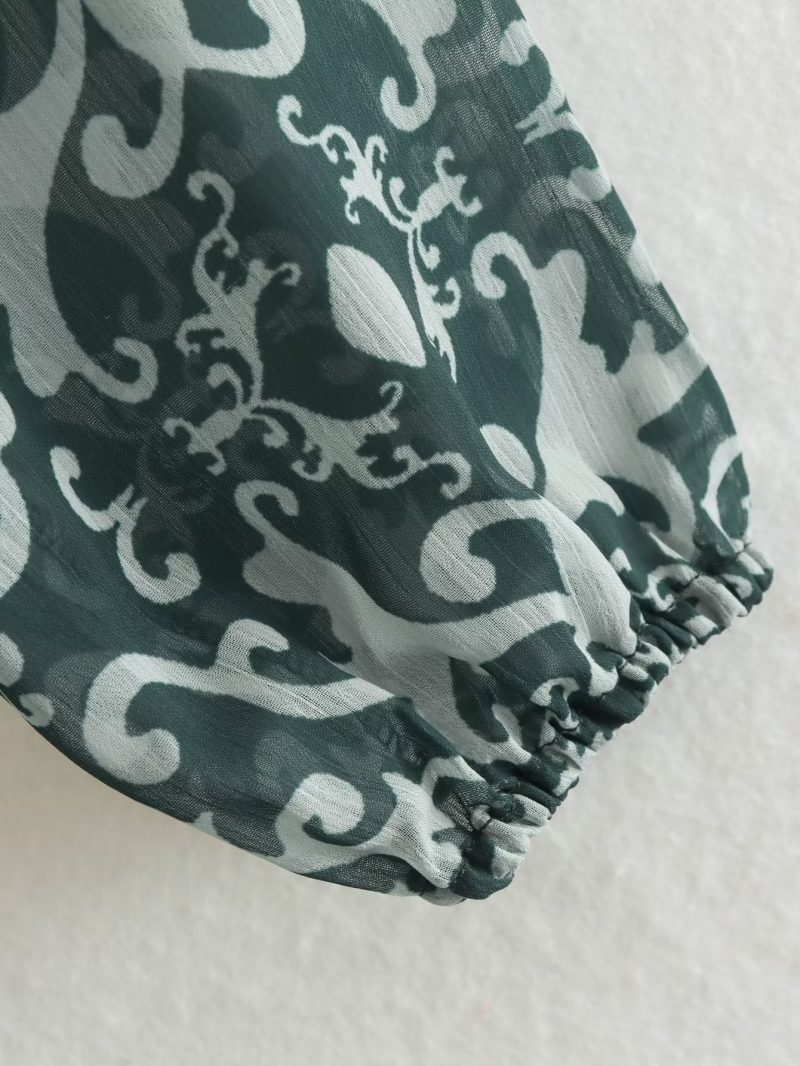 Printed Long Sleeve Shirt Mini Dress Winter - Image 4