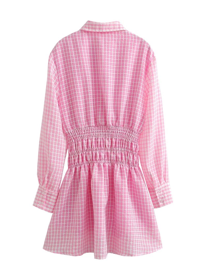 Short Pink Poplin Dress for Autumn Women - Image 2