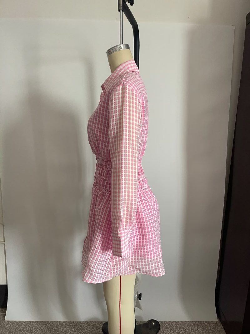 Short Pink Poplin Dress for Autumn Women - Image 3