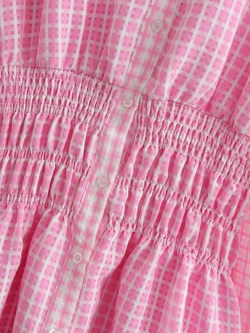 Short Pink Poplin Dress for Autumn Women - Image 4