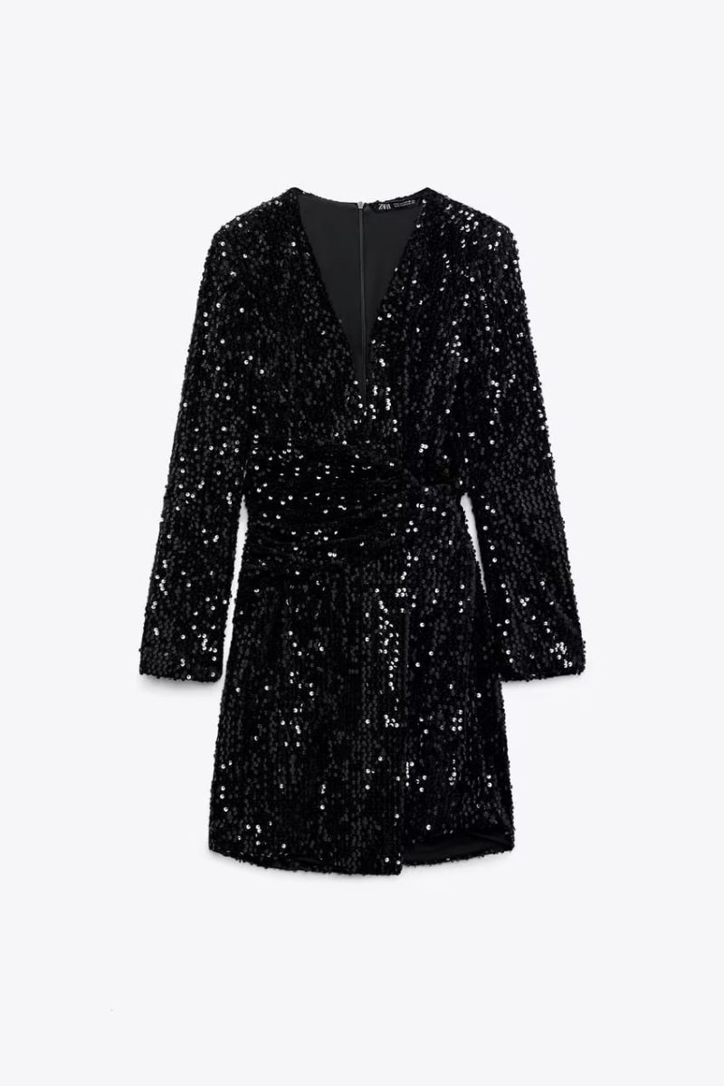 Winter Retro Beaded Long Sleeve Bodycon Dress - Image 2