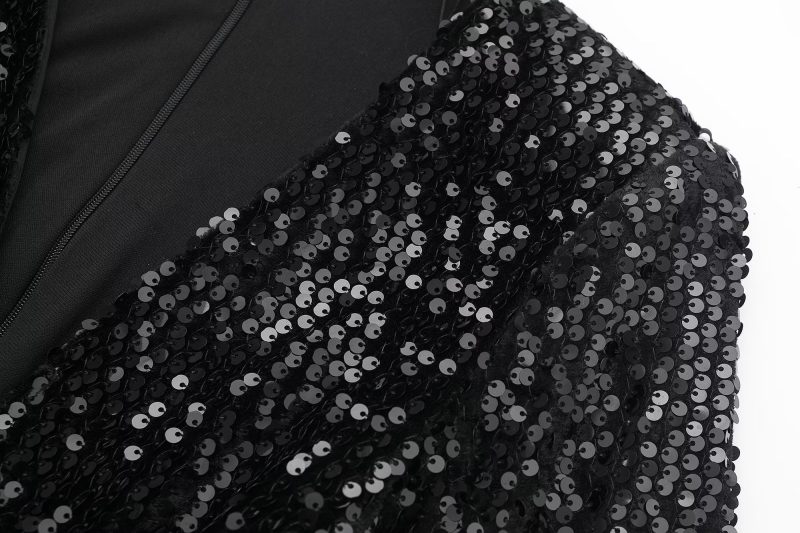 Winter Retro Beaded Long Sleeve Bodycon Dress - Image 4