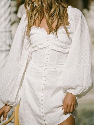Autumn Winter Lace One-Breasted Women’s Dress