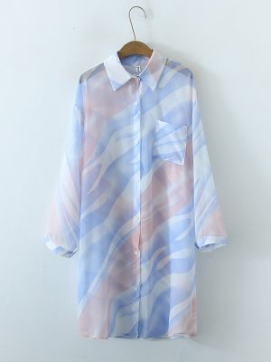 Elegant Collared Long Sleeve Spring Shirt Dress