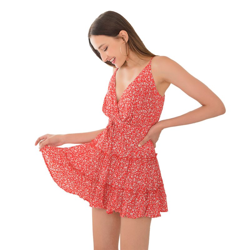 Women’s Spring Floral Printed V-Neck Dress - Image 2