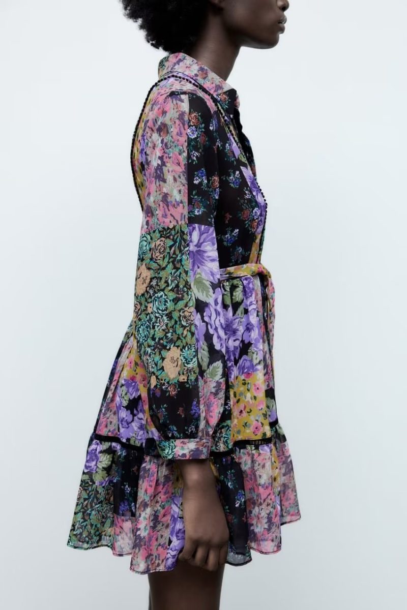 Women’s Short Shirt Dress with Printed Design - Image 2
