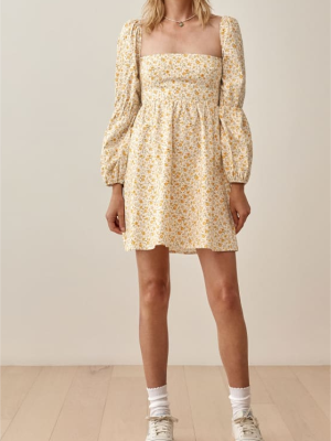 Fall Retro Print Long Sleeve Midi Dress