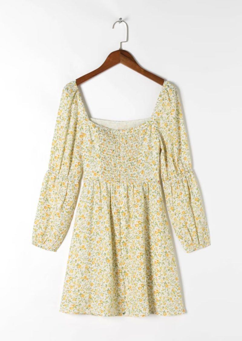 Fall Retro Print Long Sleeve Midi Dress - Image 4