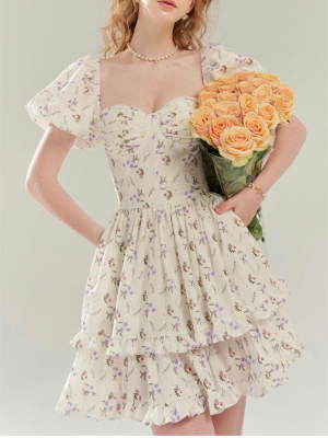 Summer Off-Shoulder Square Neck Short Dress