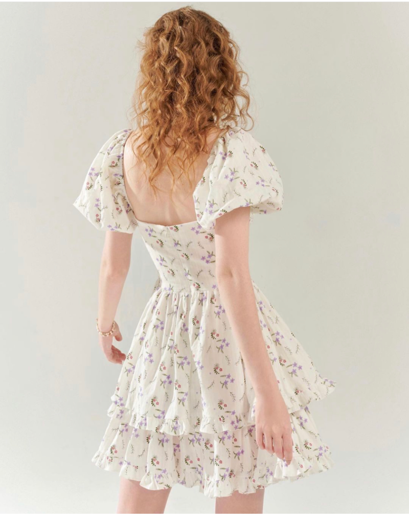 Summer Off-Shoulder Square Neck Short Dress - Image 2