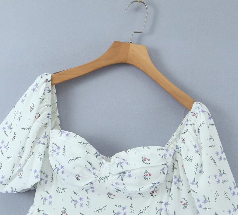 Summer Off-Shoulder Square Neck Short Dress - Image 3