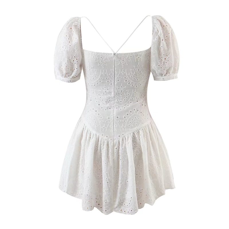 Tailored Square Neck Slimming Embroidered Midi Dress - Image 2