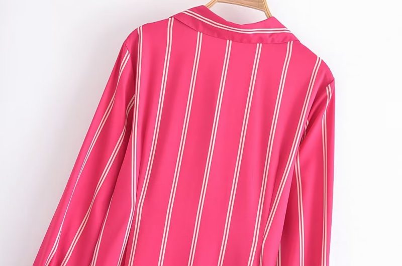 Women's Striped Long Sleeve Cardigan Shirt Dress - Image 4