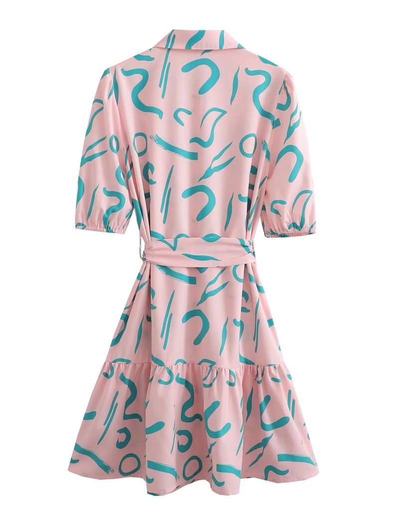 Summer Single Breasted Graffiti Shirt Dress Women - Image 4