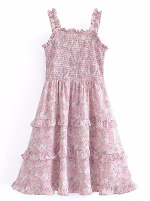 Elastic Waist Tube Top Printed Slip Dress