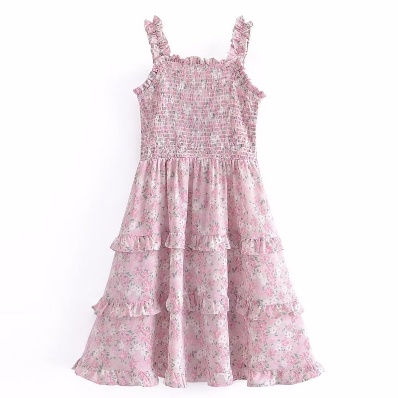 Elastic Waist Tube Top Printed Slip Dress