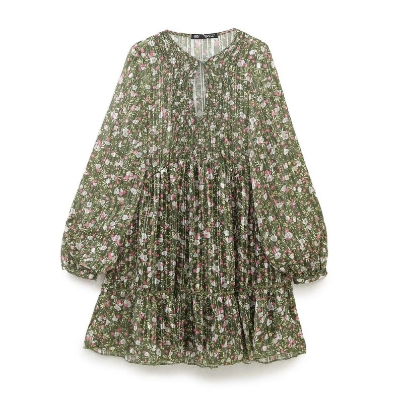 Floral Stitch Long Sleeve Spring Women’s Dress - Image 2