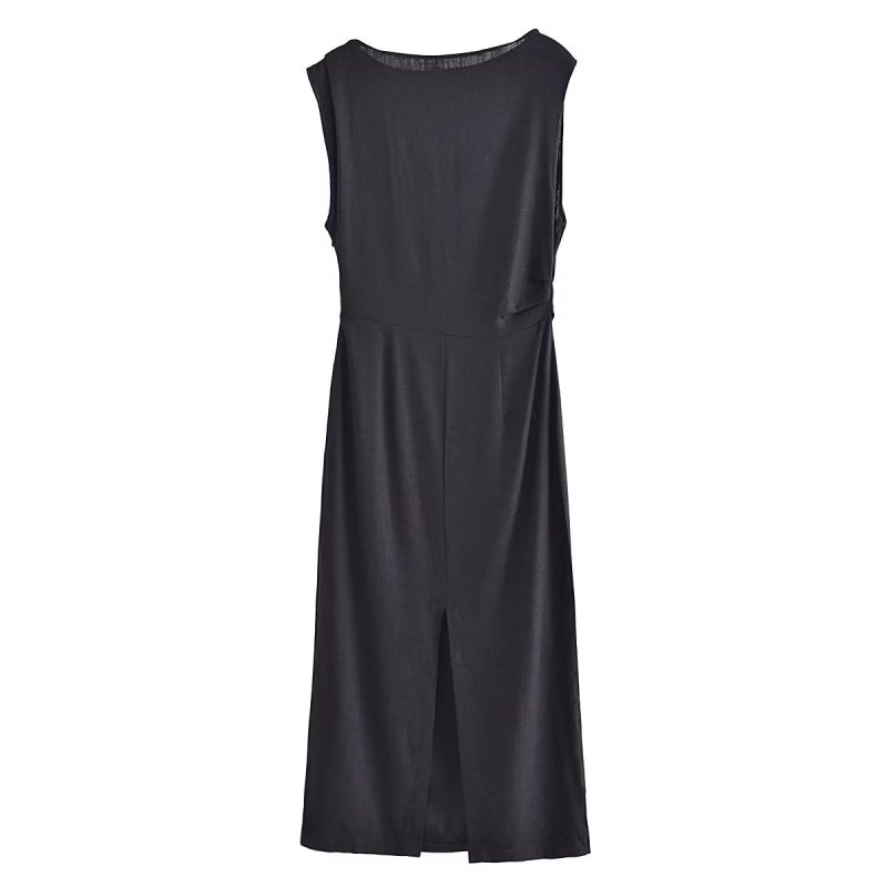 Elegant Spring Button-Up Slim Vest Dress - Image 3